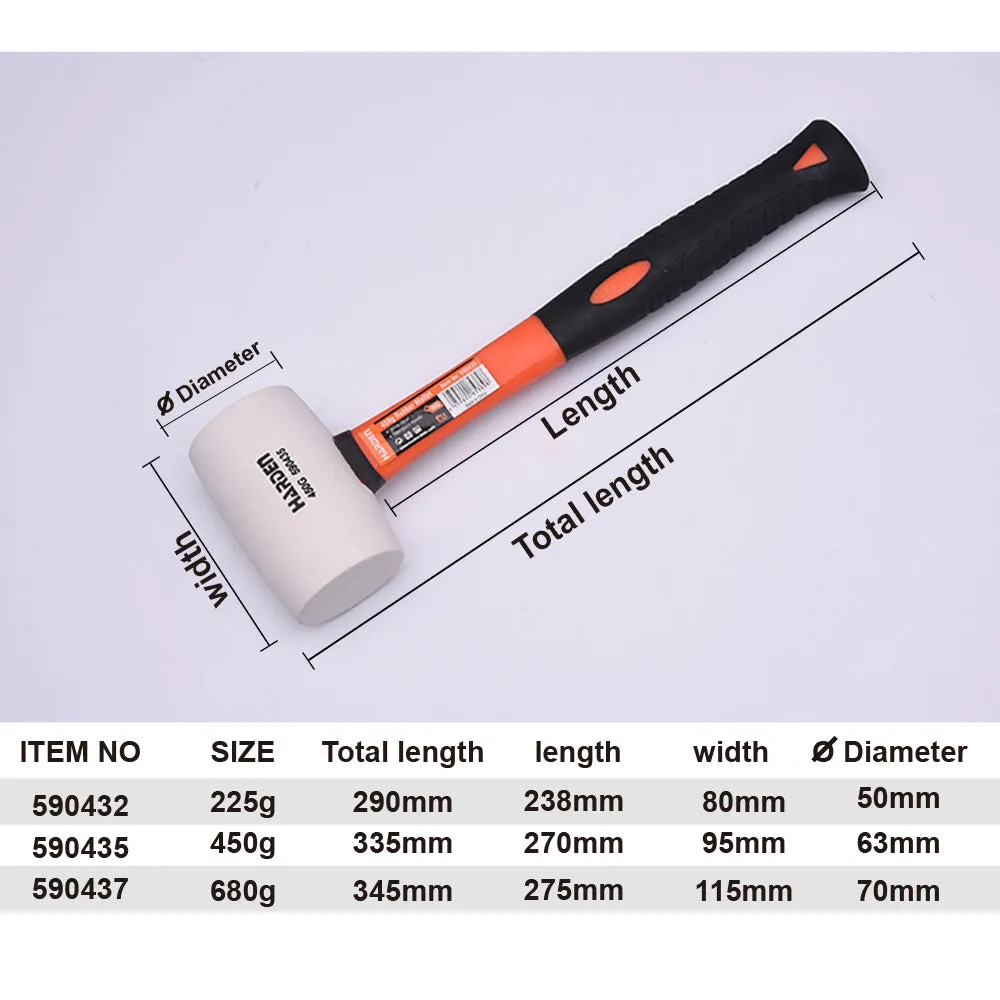 Harden White Rubber Mallet with  Firbregalss Handle 700g 590437