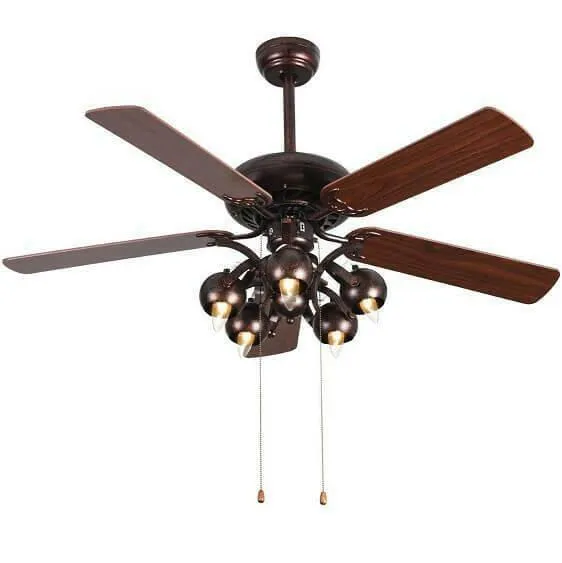 Hardy-52" Vintage Rustic Ceiling Fan Light w/ 5 Reversible Blades