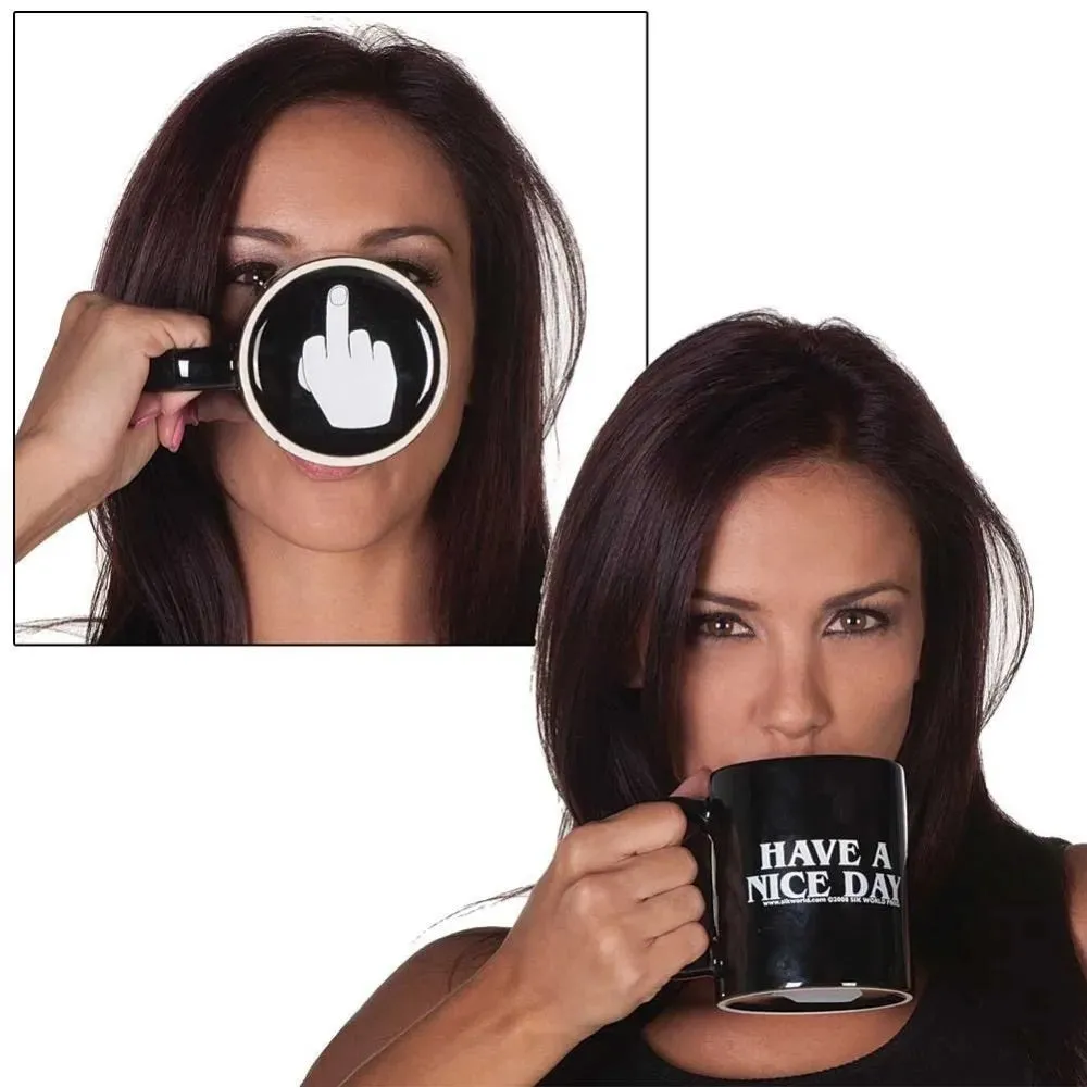 Have a Nice Day Coffee and Tea Porcelain Mug Middle Finger Funny Cup