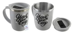 Heart Home Plastic Coffee Mug - Set of 2, Grey