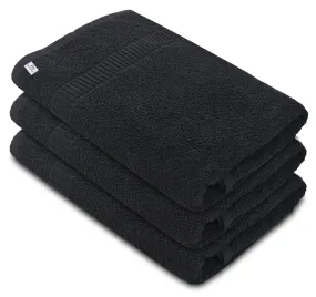 Heart Home Premium Design Soft Cotton Bath Towel, 30"x60", Pack of 3 (Black)