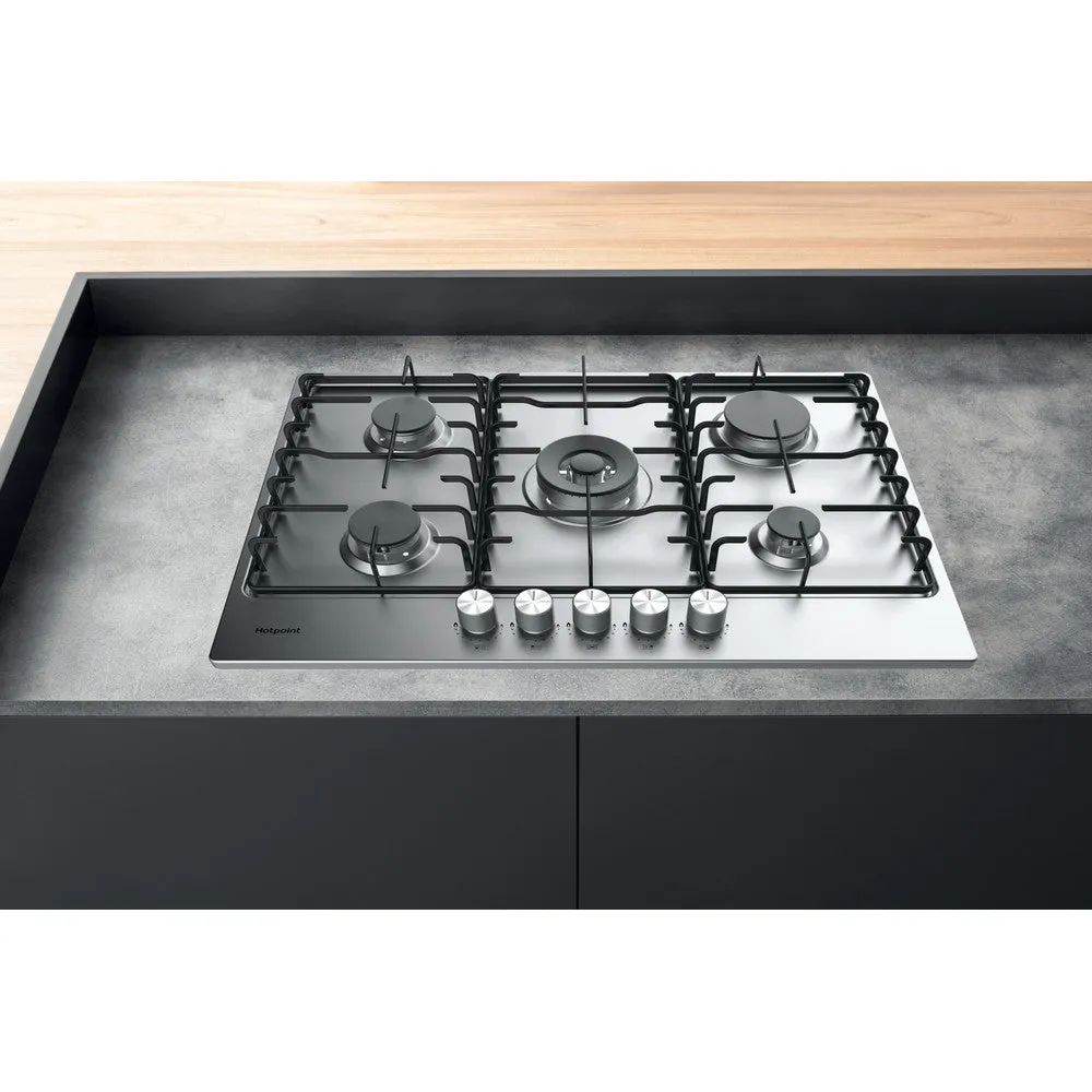 Hotpoint PPH75PDFIXUK 75cm Gas Hob With 5 Burner Stainless Steel