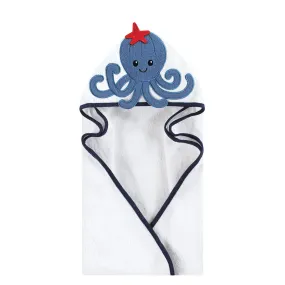 Hudson Baby Cotton Animal Face Hooded Towel, Octopus