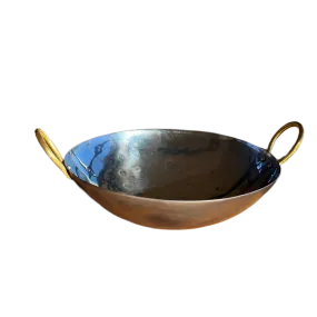 Indian Kadai Steel Wok with Brass Handles