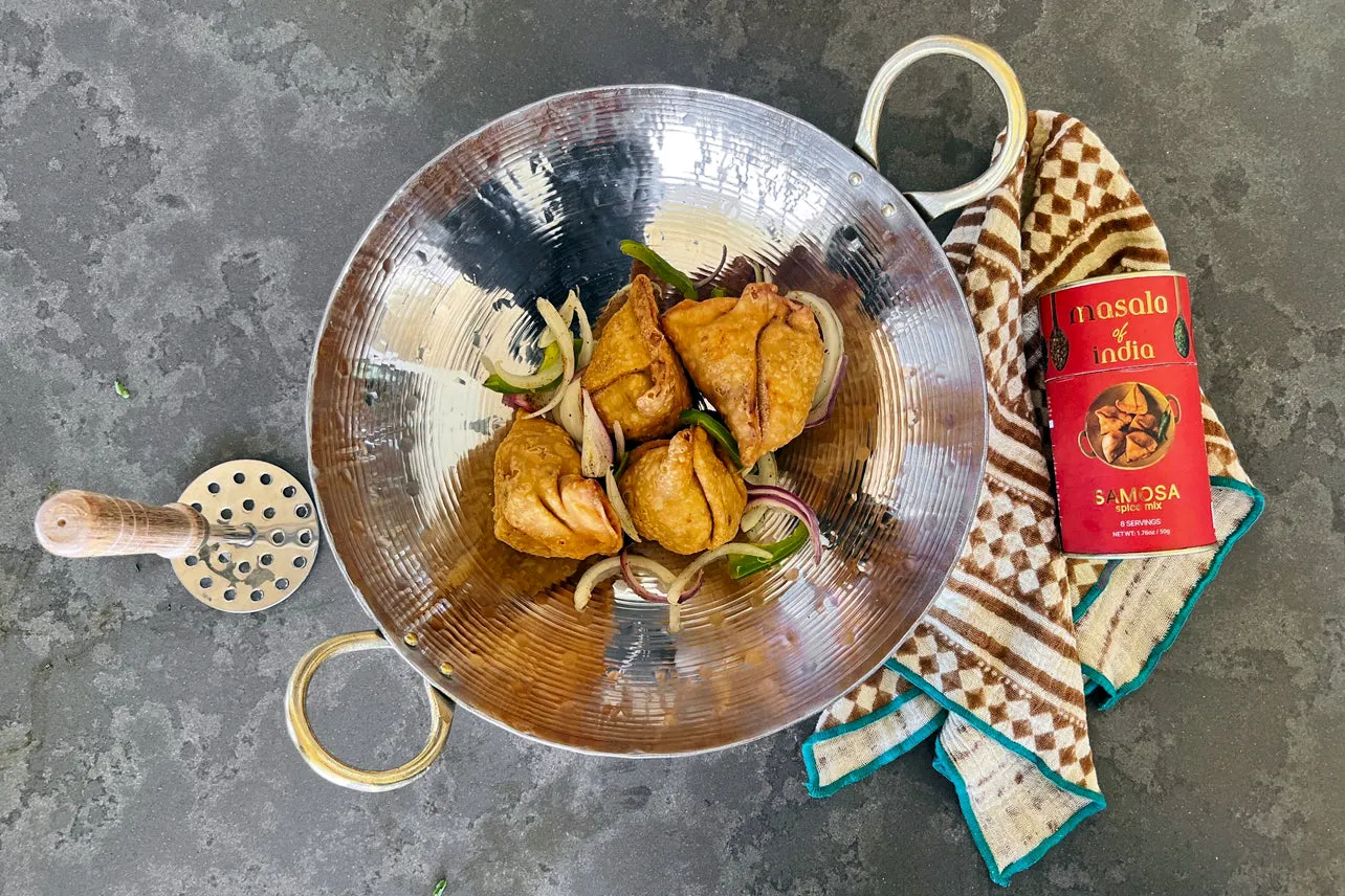 Indian Kadai Steel Wok with Brass Handles