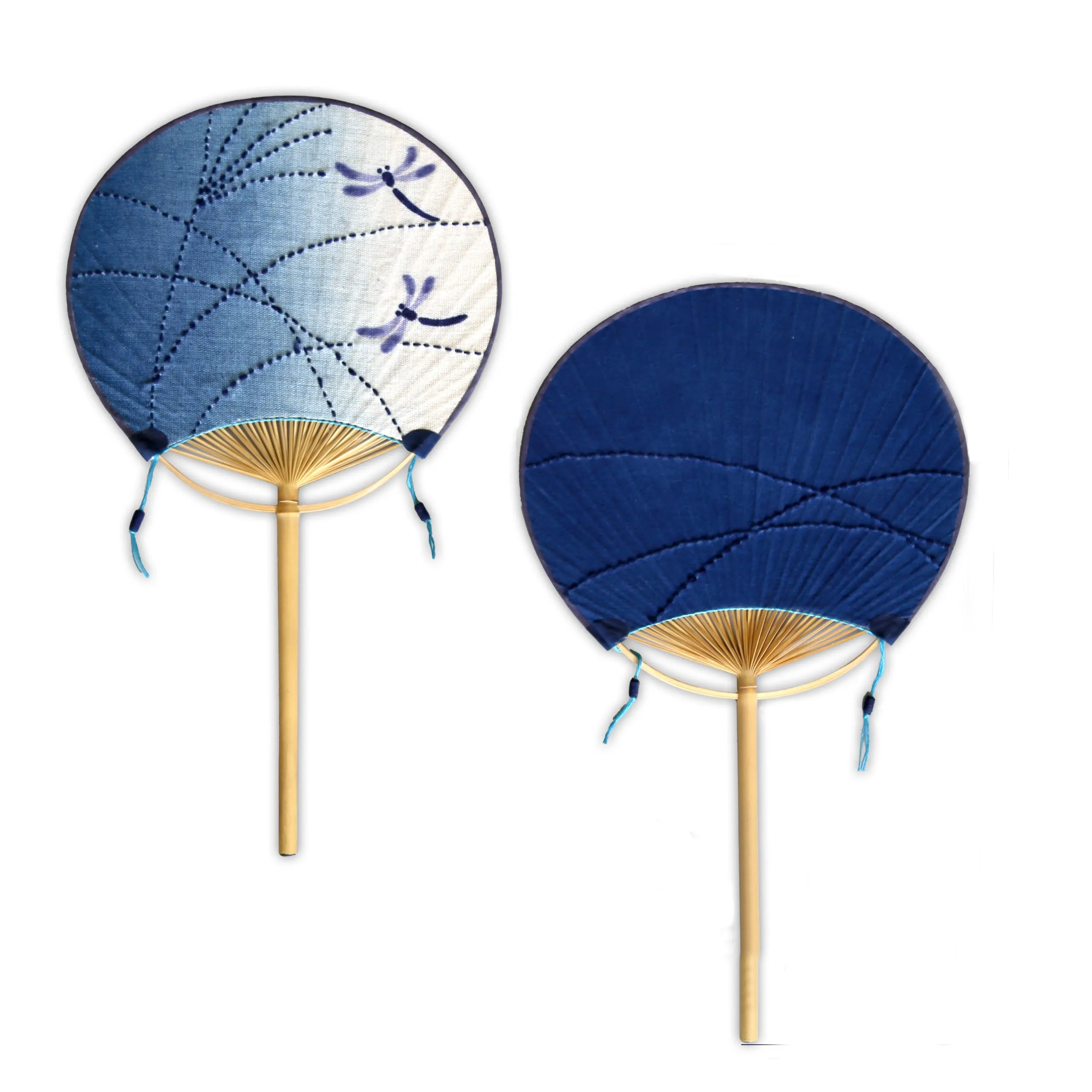 Indigo Paddle Hand Fan 【Dragonfly】