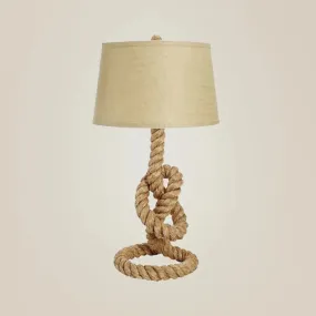 Industrial Barrel Desk Lamp with Coarse Knots Rope Base - Fabric White, 1 Head - Perfect for Living Room