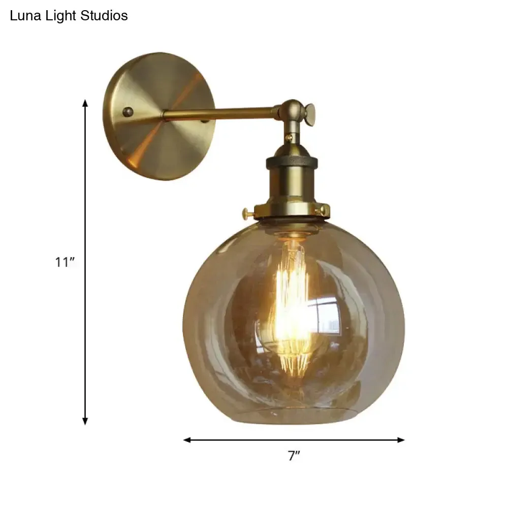 Industrial Clear Glass Globe Wall Sconce for Bedroom Lighting