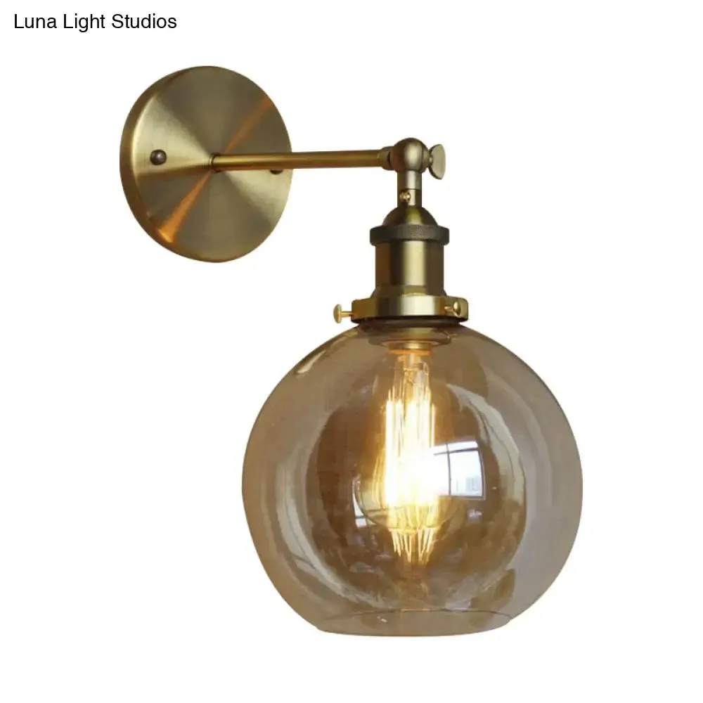 Industrial Clear Glass Globe Wall Sconce for Bedroom Lighting