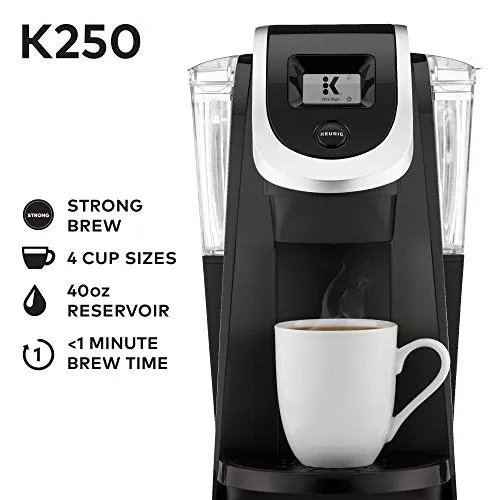 Keurig K250 Coffee Maker, Single Serve K-Cup Pod Coffee Brewer, With Strength Control, Black