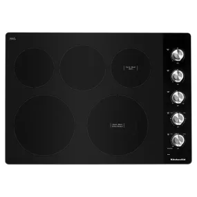 Kitchenaid KCES550HSS 30" Electric Cooktop with 5 Elements and Knob Controls