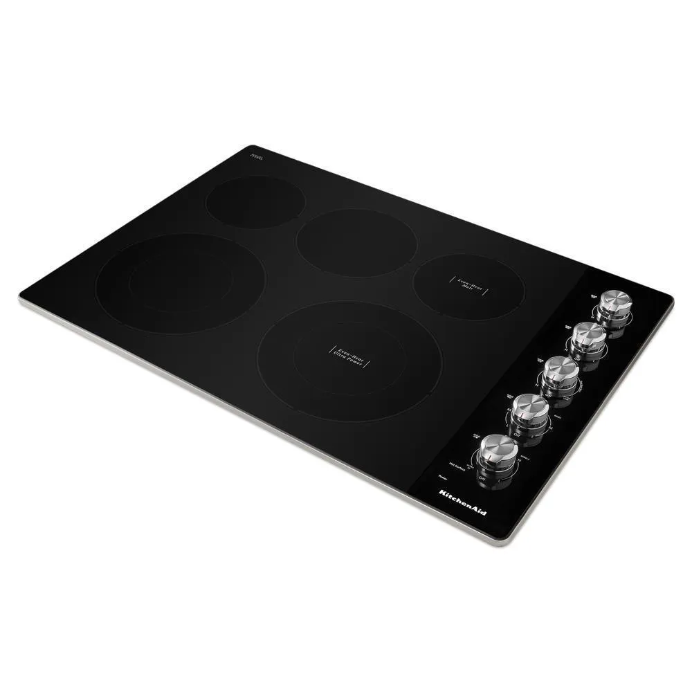 Kitchenaid KCES550HSS 30" Electric Cooktop with 5 Elements and Knob Controls