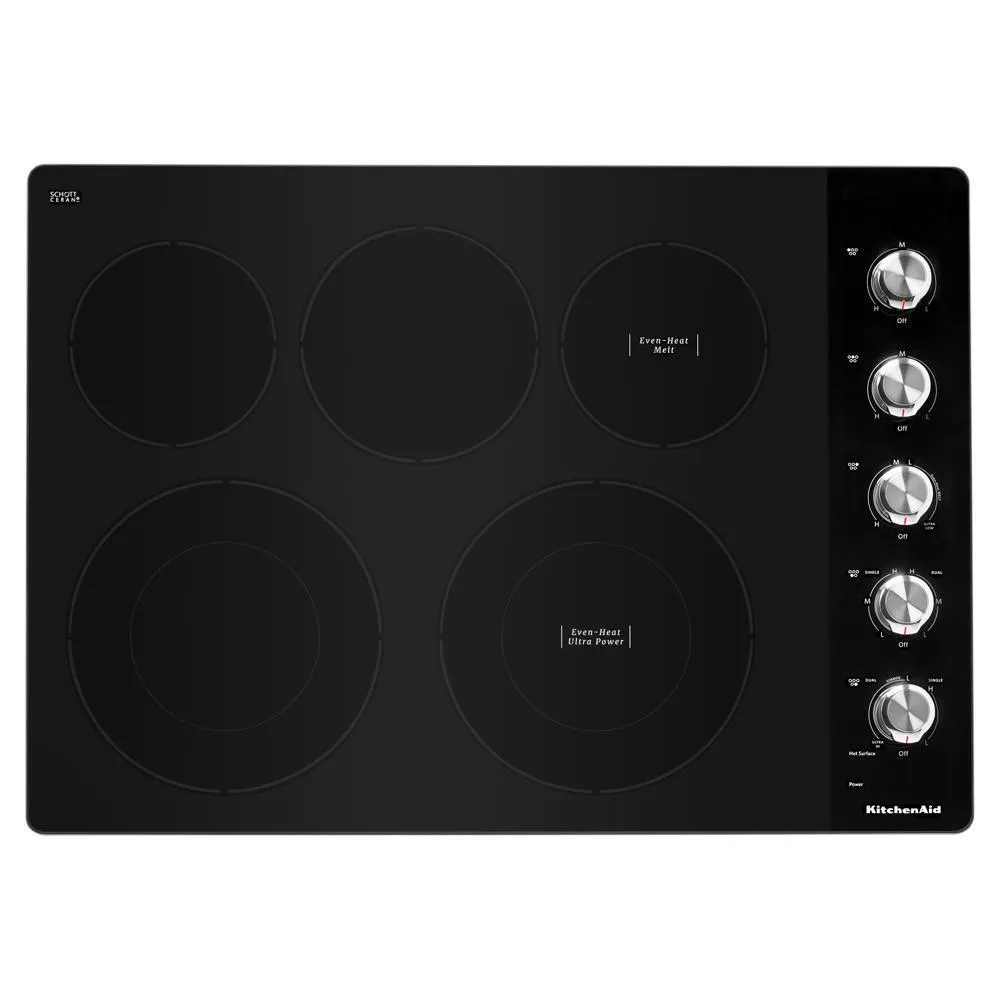 Kitchenaid KCES550HSS 30" Electric Cooktop with 5 Elements and Knob Controls