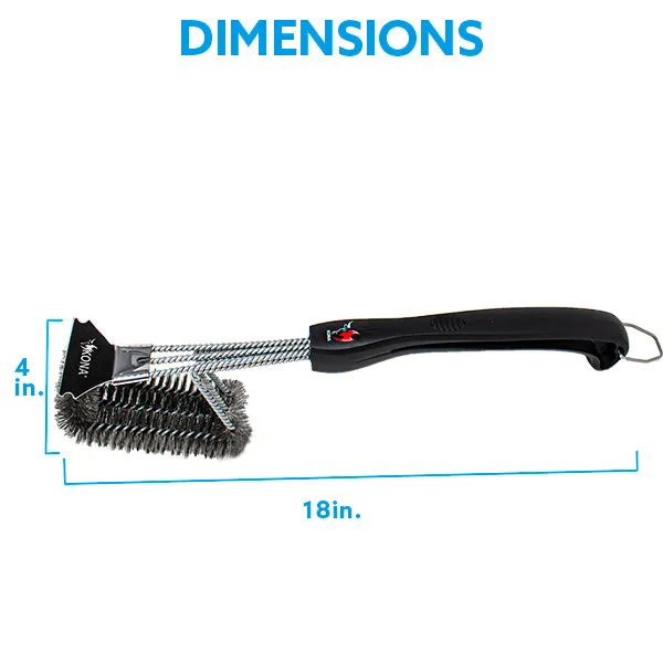 Kona Flat/Scrape Grill Brush and Scraper - Compatible with Weber and Other Brands Flat Grill Grates - BBQ Cleaner for Gas Grills, Stainless Steel Cast Iron Grates - New Flex Grip Handle