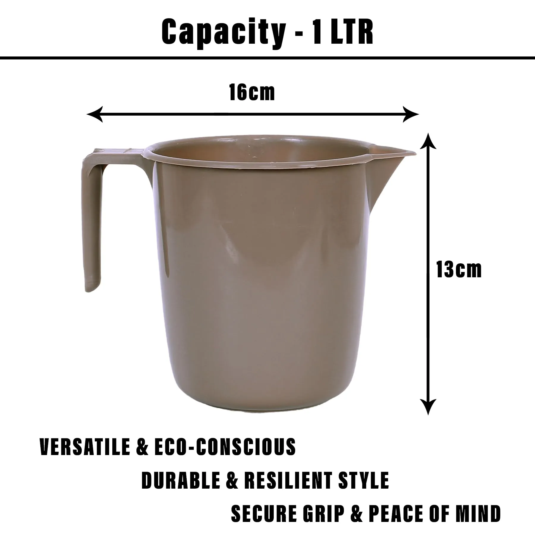 Kuber Industries Bathroom Mug | Plastic Bath Mug for Bathroom | Bath Mug | Mug for Bathroom | Mug for Toilet | Washroom Jug | 111 Bath Mug | 1 LTR | Pack of 4 | Brown