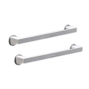 Kuber Industries (Set of 2) Self-Adhesive Bathroom Towel Holder & Hanger - Rod & Stand for Kitchen, Washroom without Drilling - Grey