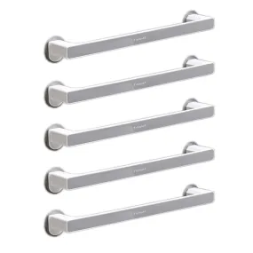 Kuber Industries (Set of 5) Self-Adhesive Bathroom Towel Holder & Hanger - Rod & Stand for Kitchen, Washroom without Drilling - Grey