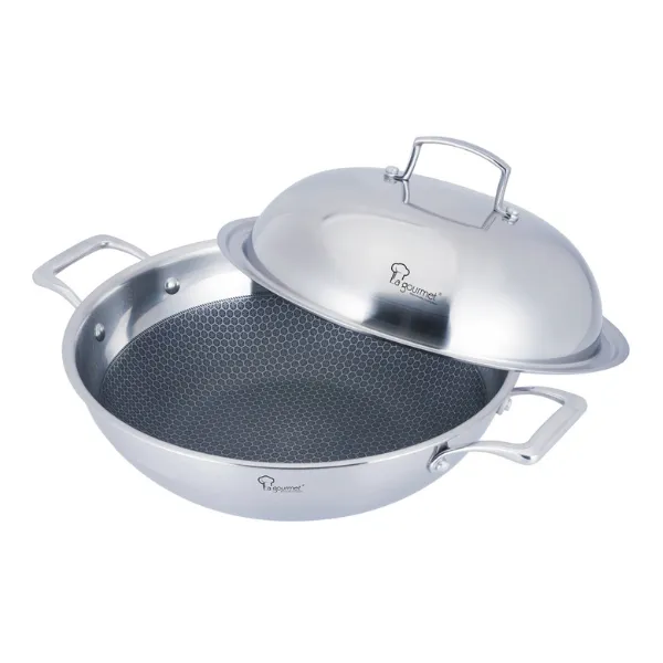 La gourmet Galactic Honeycomb 32cm Wok with Stainless Steel Cover (Induction)