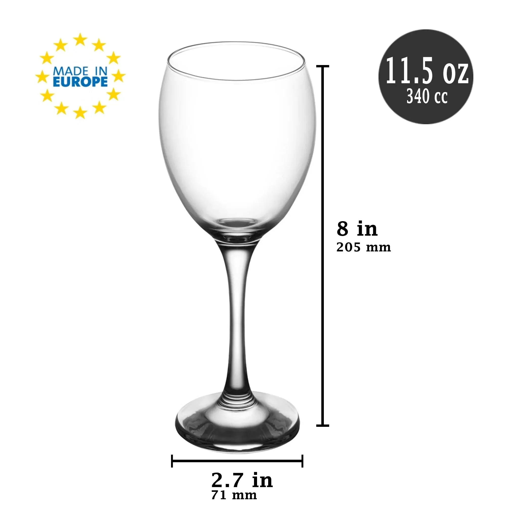 Lav Red Wine and Water Drinking Glasses, 11.5 oz - 340 cc