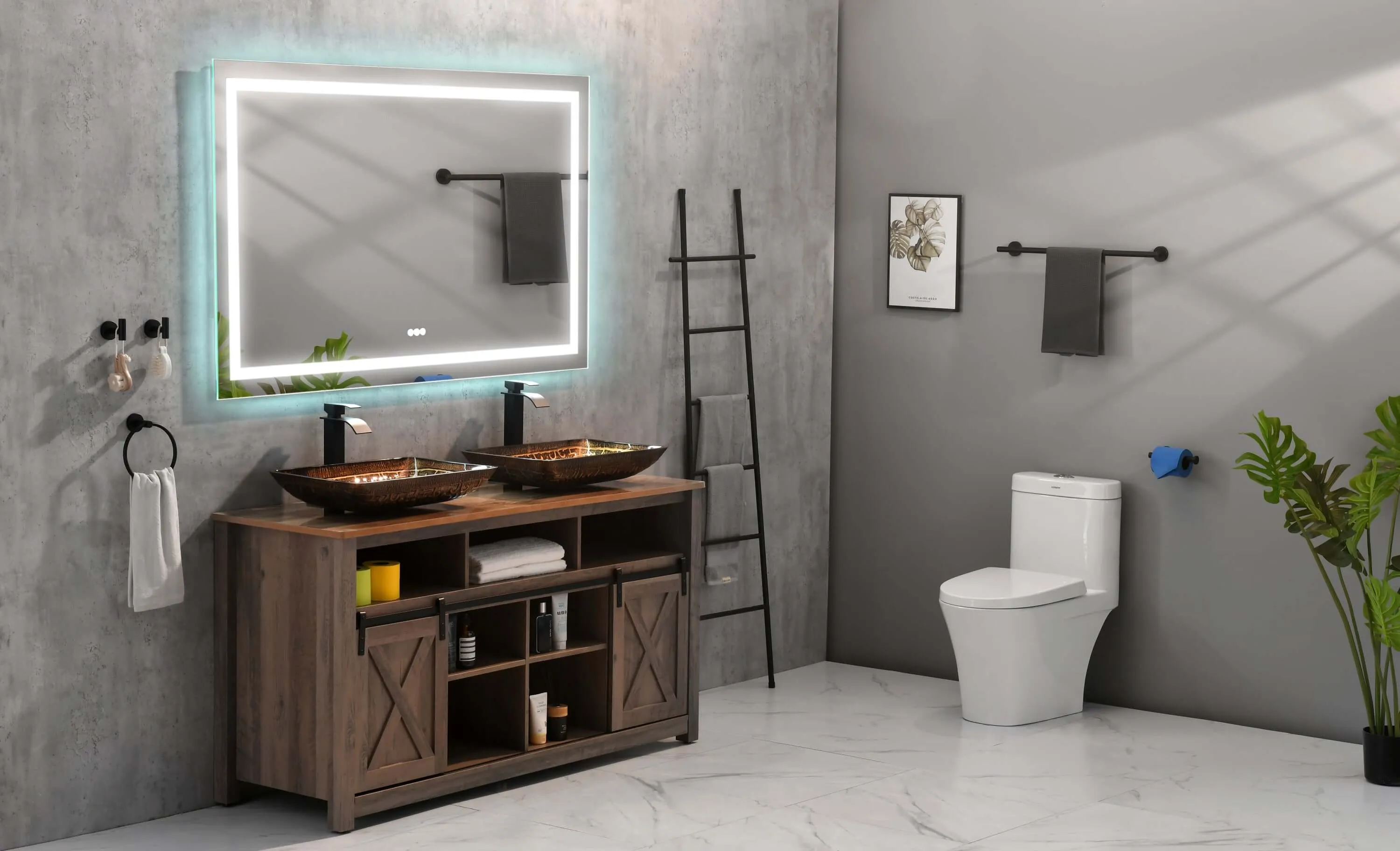 LED Bathroom Vanity Mirror 72x30 | Smart 3-Color Lighting