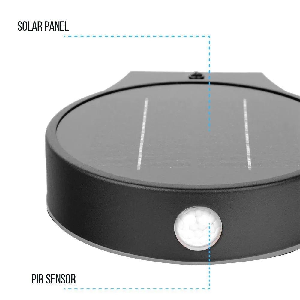 LED Exterior Motion Sensor Solar Wall Lamps W/ Smart LED PIR Sensor - 3 Watt - 4000K Round