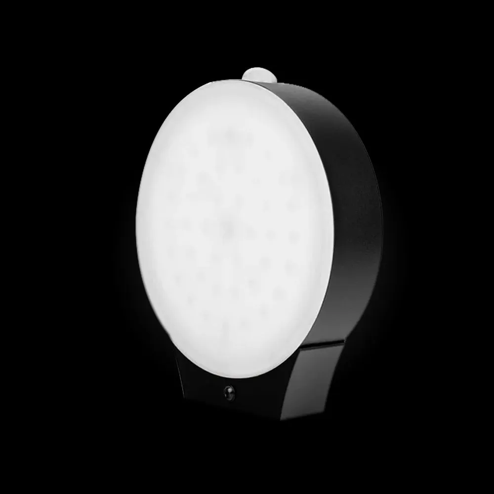 LED Exterior Motion Sensor Solar Wall Lamps W/ Smart LED PIR Sensor - 3 Watt - 4000K Round