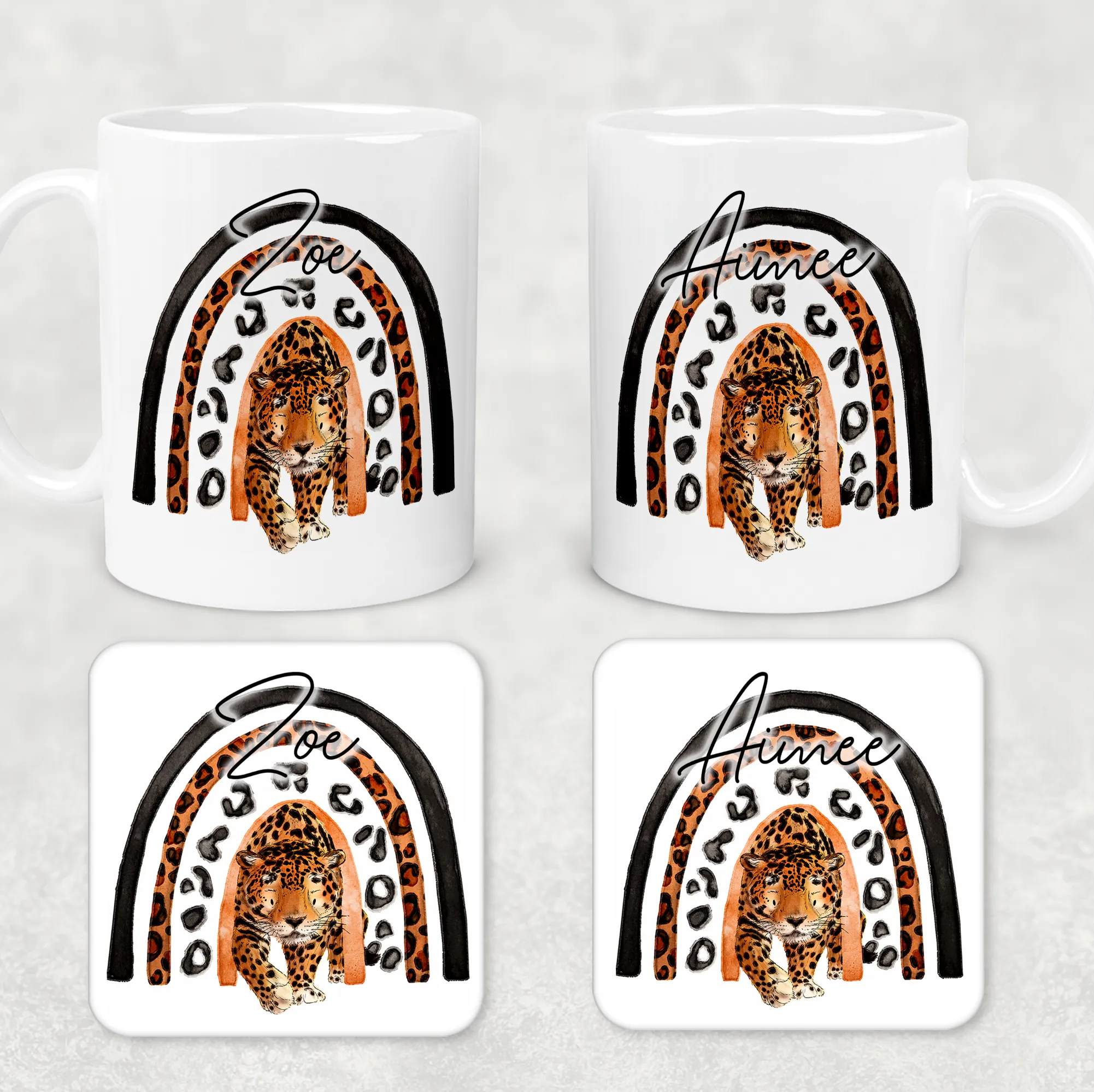 Leopard Rainbow Personalised Mug & Coaster