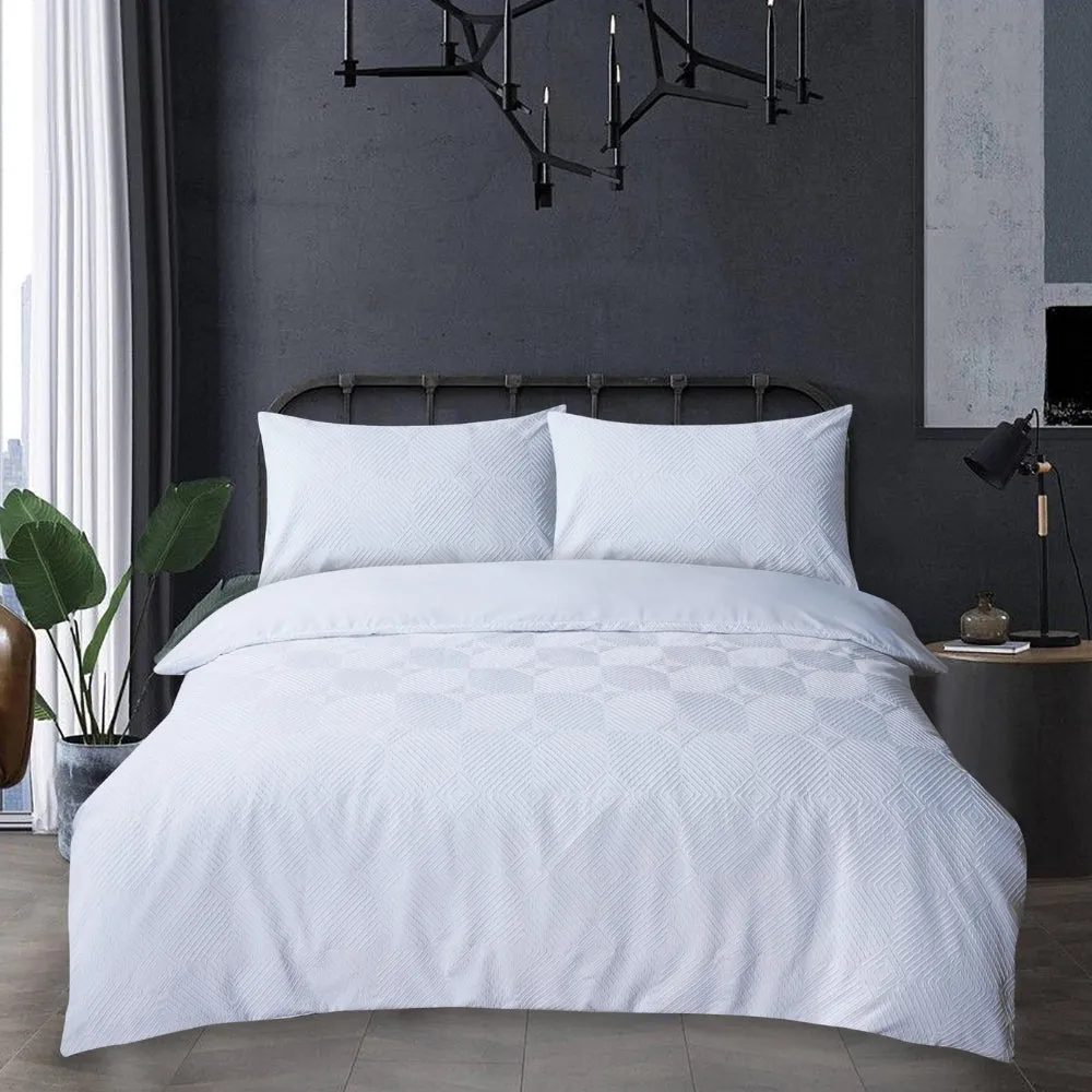 Lewis's Magna Diamond Embossed Duvet Set - White