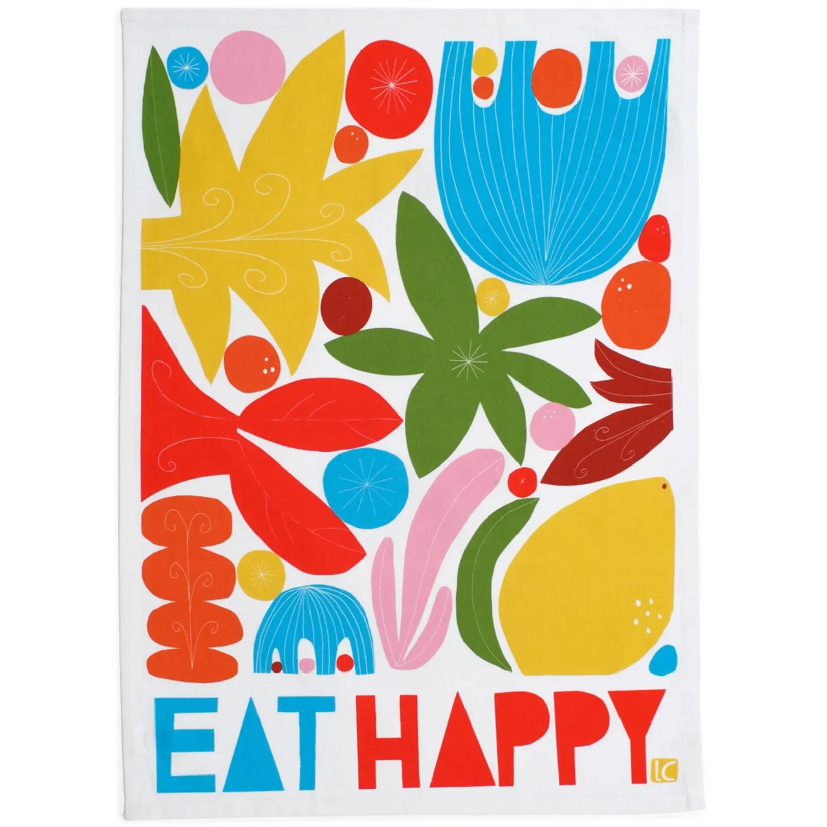 Lisa Congdon Eat Happy Tea Towel