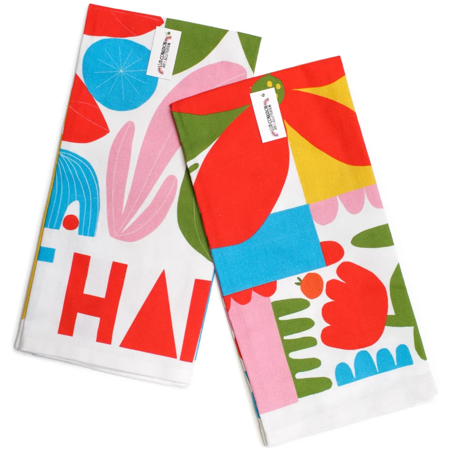 Lisa Congdon Eat Happy Tea Towel