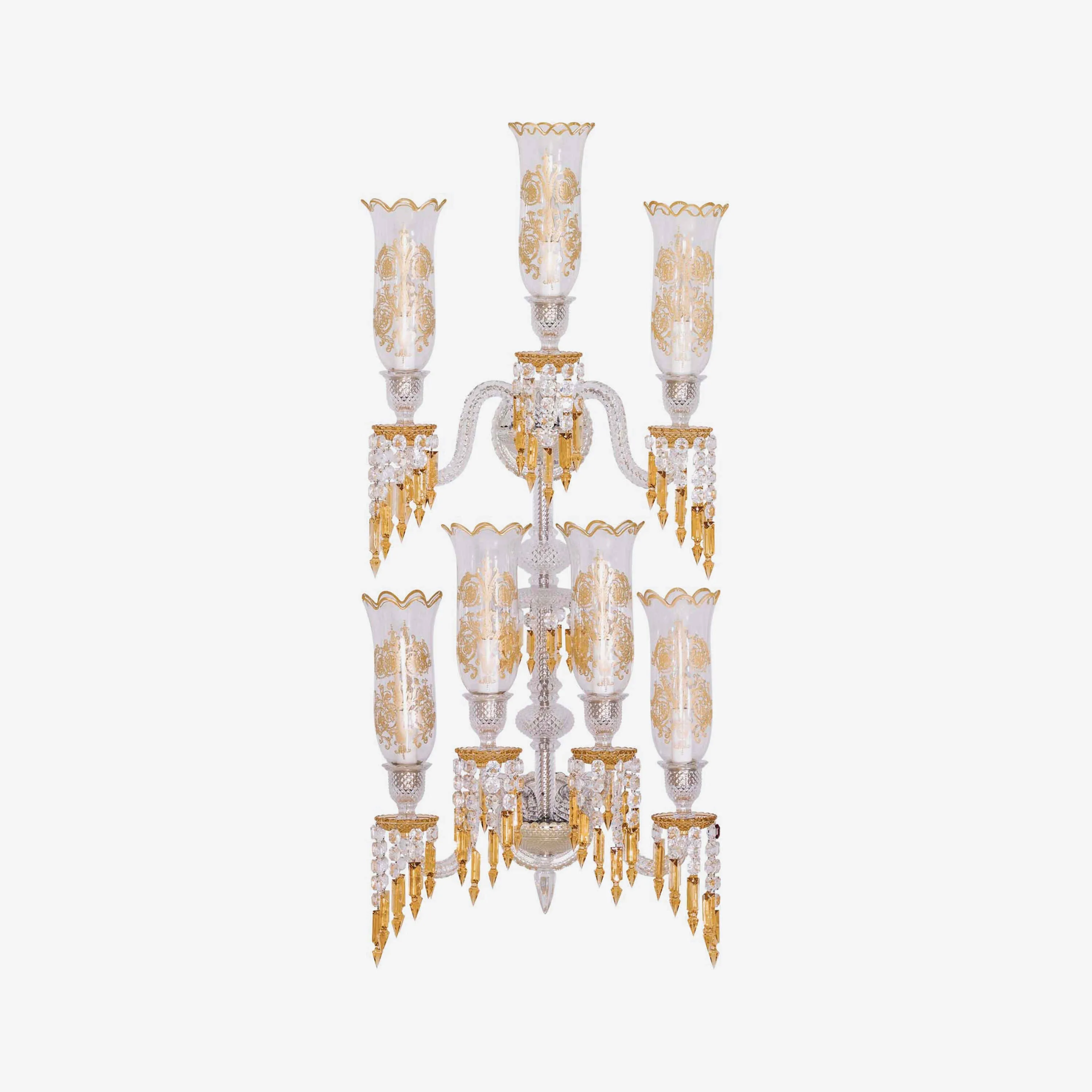 Luxury 7-Candle Yellow&Clear Crystal Wall Lamp