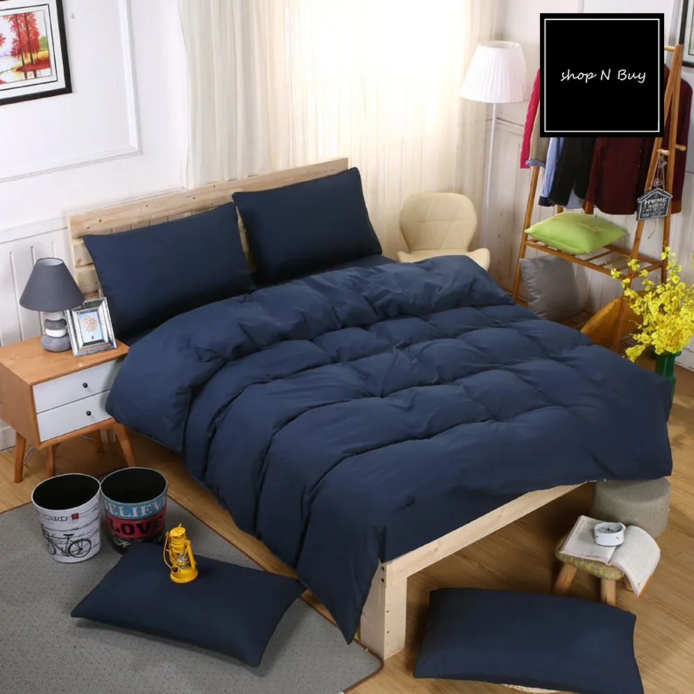 Luxury Navy Blue Duvet Set - 6 Pieces