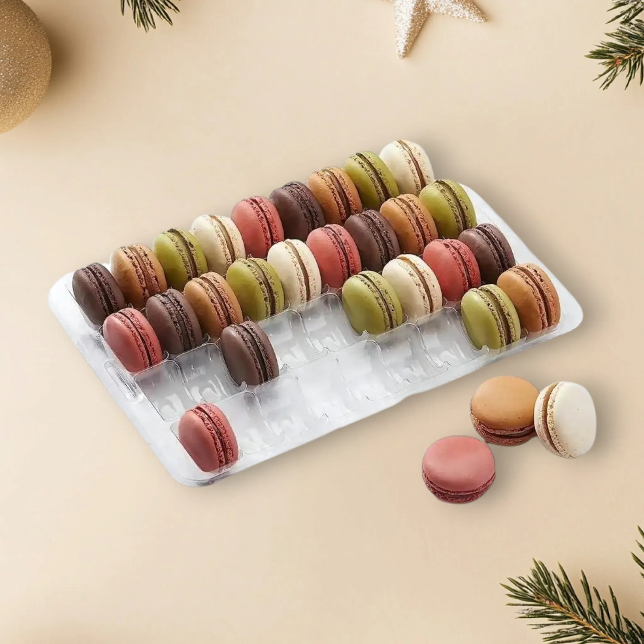 Macaron Display PET Container Tray 33.3x 25.2cm fits 48