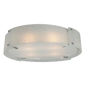 Madeo LED Flush Mount Ceiling Light - Chrome, Frosted Textured Glass, 24W, 3000K, 2280 Lumens, Dimmable, ENERGY STAR Certified