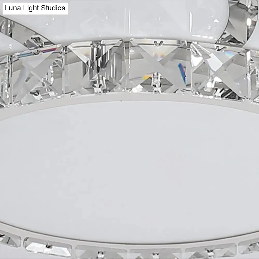 Modern Crystal Ceiling Lamp - Smart LED Flush Mount Light 18"/24" Wide - Warm/White Light