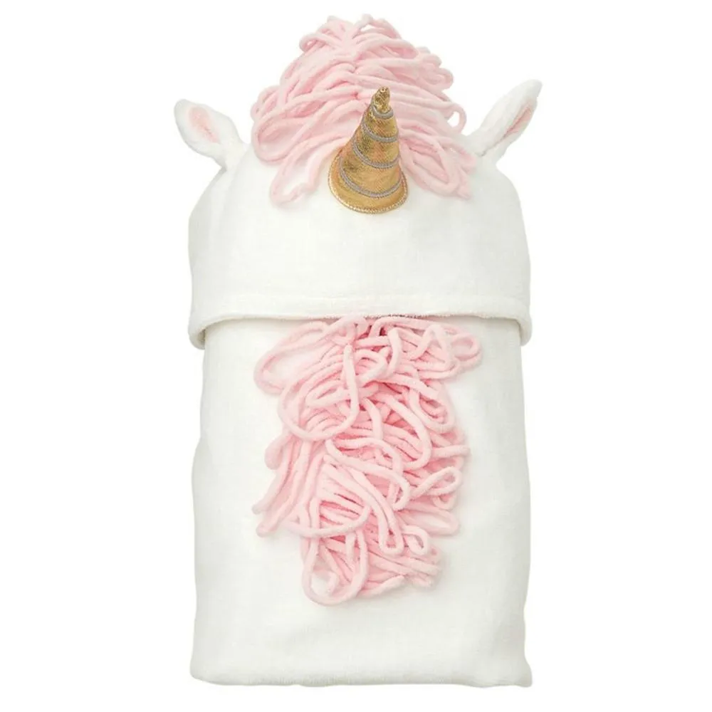 Mudpie Girls White Unicorn Hooded Towel