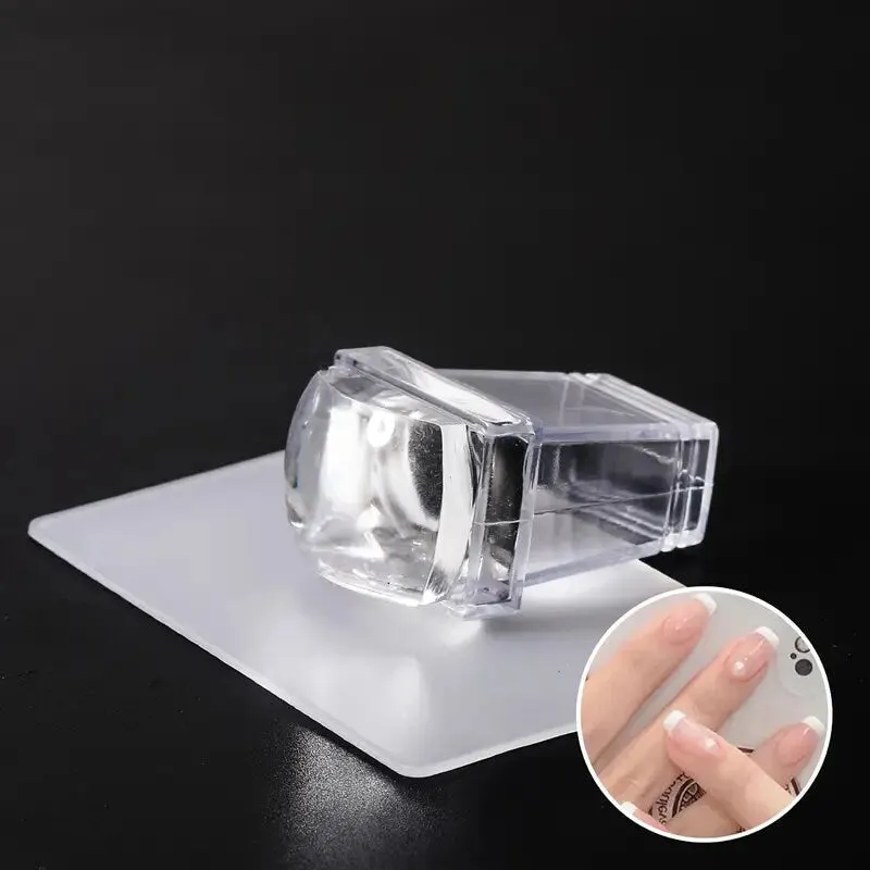 Nail Art Stamper | Clear Silicone Stamping Jelly With Scraper  Transparent Visible Body | No Misplacement For DIY Nail Decor