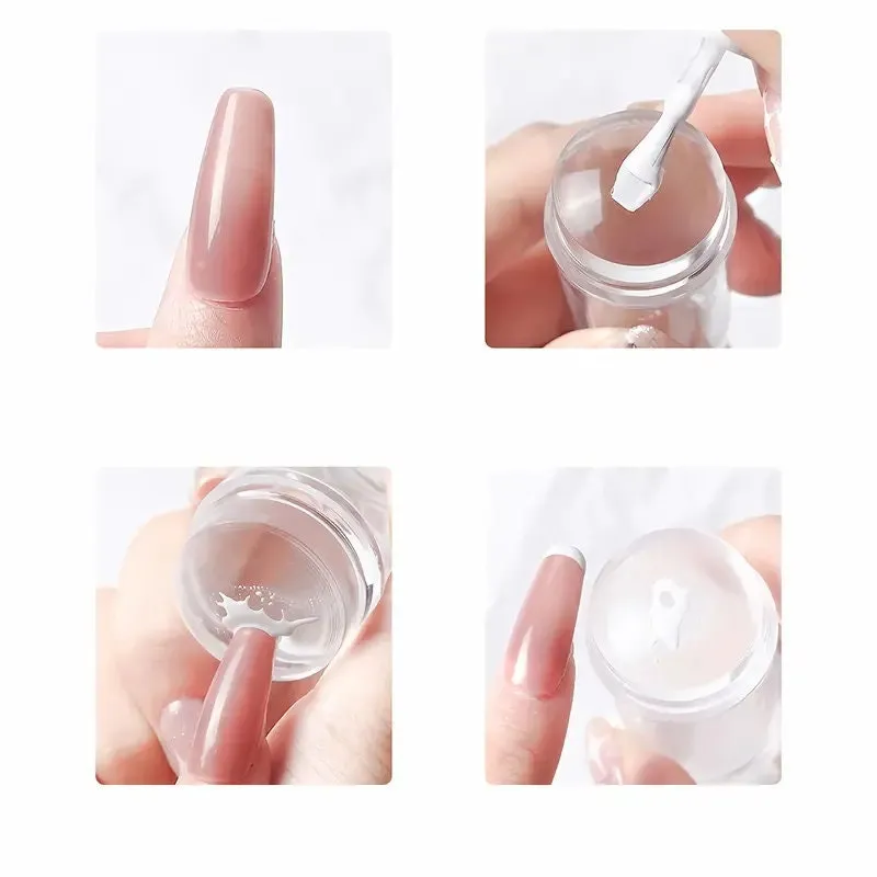 Nail Art Stamper | Clear Silicone Stamping Jelly With Scraper  Transparent Visible Body | No Misplacement For DIY Nail Decor