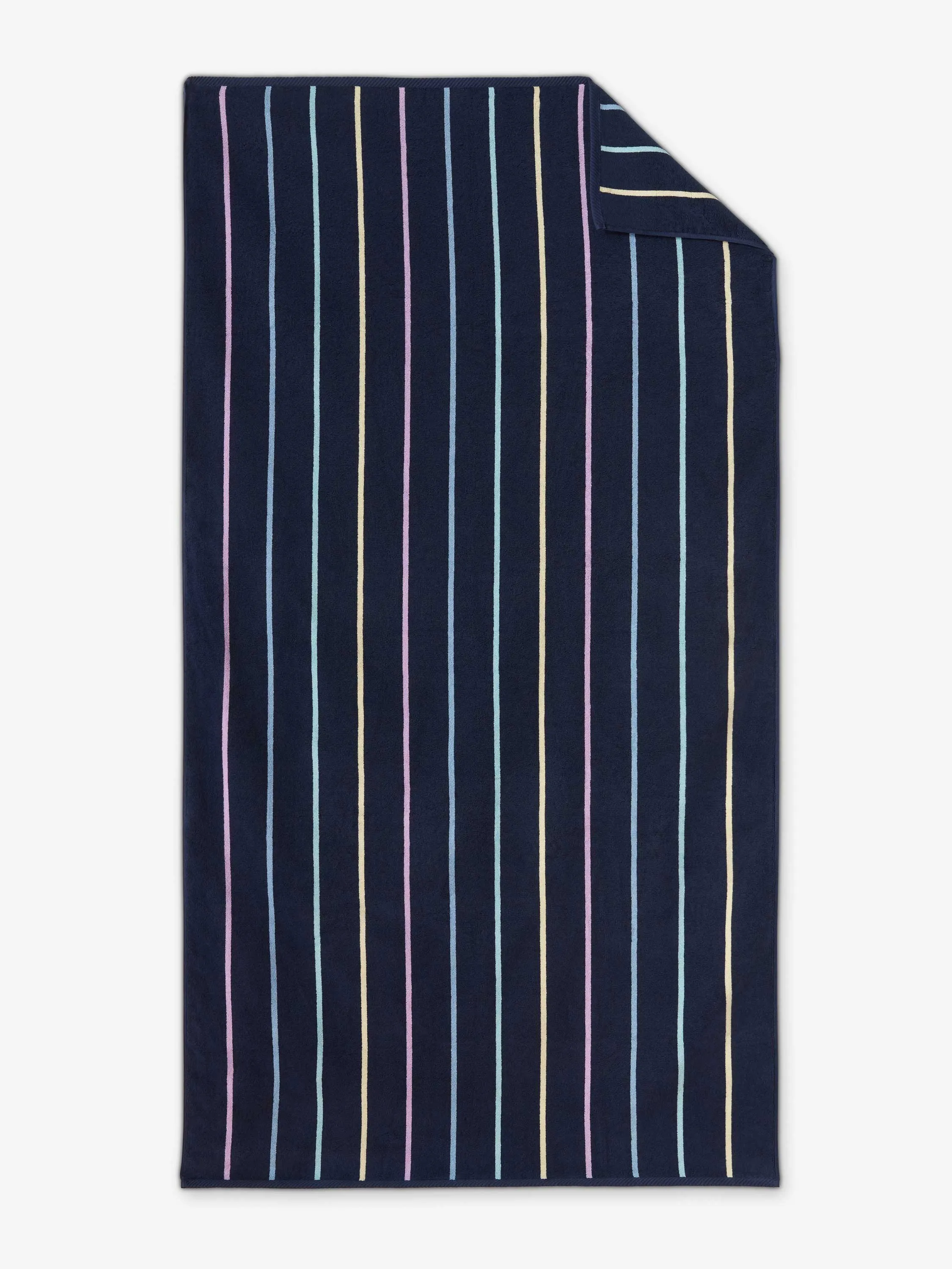 Navy Prism Pinstripe Cabana Beach Towel