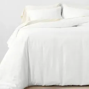 New - 3pc King Lyocell Cotton Blend Duvet & Sham Set White - Casaluna