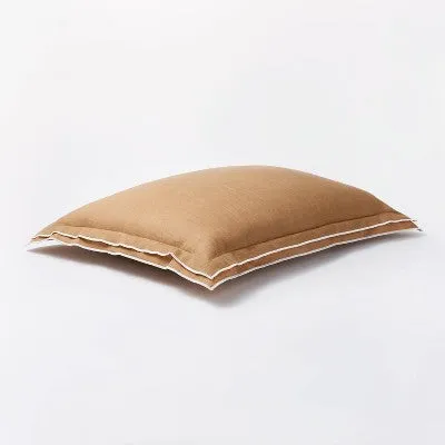 New - Full/Queen Double Flange Merrow Stitch Duvet Cover & Sham Set Camel/Off-White - Threshold designed with Studio McGee