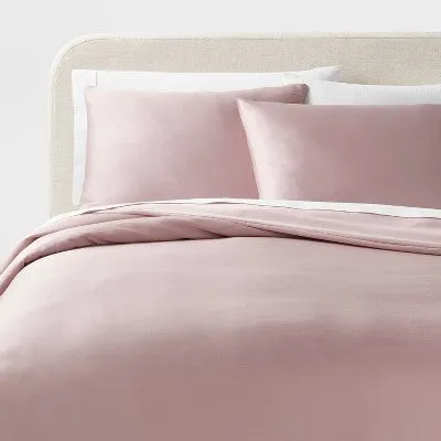 New - King Luxe Lyocell Duvet Cover and Sham Set Blush - Threshold