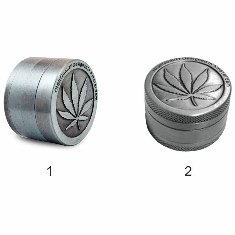 NEW Leaf Metal Herb Grinder 3/4 Piece with Pollen Catcher Free Scraper Hot