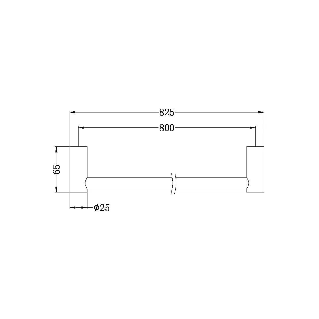 New MECCA Single Towel Rail 800MM Brushed Nickel 2330-BN