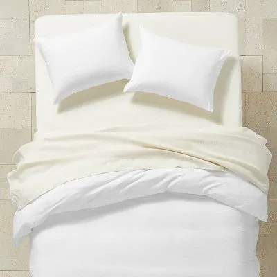 New - Twin/Twin Extra Long Jersey Duvet Cover & Sham Set White - Casaluna