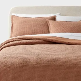 New - Twin/Twin Extra Long Washed Waffle Weave Duvet Cover and Sham Set Camel - Threshold