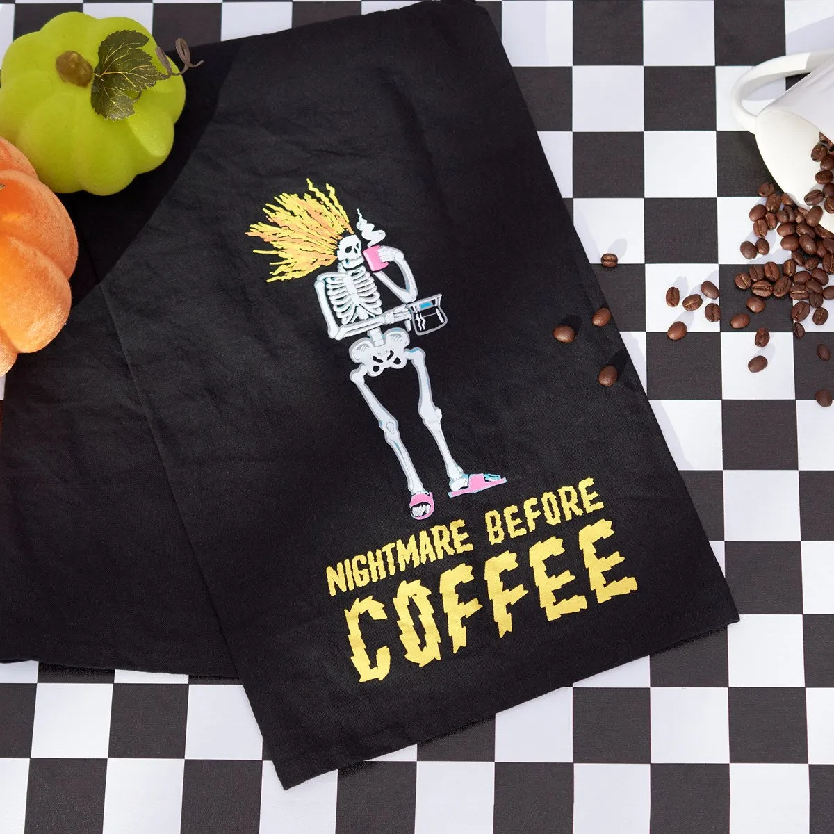 'Nightmare Before Coffee' Skeleton Kitchen Towel