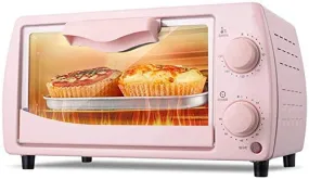 NXDRSM 12L Mini Oven Adjustable Temperature 0-230? and 60 Minutes Timer Three-Layer Baking Position Household Multi-Function Fully Automatic Electric Cake Bread Pizza with Acc. Pink