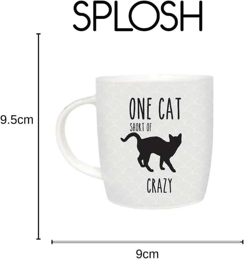 One Cat Short of Crazy Black Cat Mug with Cat House Gift Box