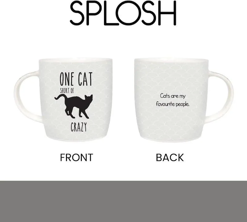 One Cat Short of Crazy Black Cat Mug with Cat House Gift Box